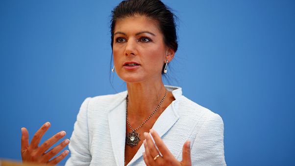 Sahra Wagenknecht az Aufstehen bemutatkozó sajtótájékoztatóján Berlinben Sahra Wagenknecht az Aufstehen bemutatkozó sajtótájékoztatóján Berlinben