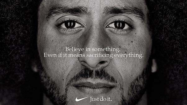 Colin Kaepernick in his advertisement campaign for Nike Colin Kaepernick in his advertisement campaign for Nike