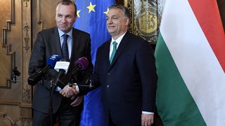 Orbán Viktor és Manfred Weber a magyar Országházban 2018. március 20-án.