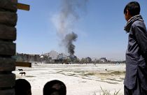 Smoke rises from the site of an attack in Kabul, Afghanistan August 2018.