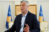 Kosovo President Hashim Thaci speaks during interview in Pristina, Kosovo