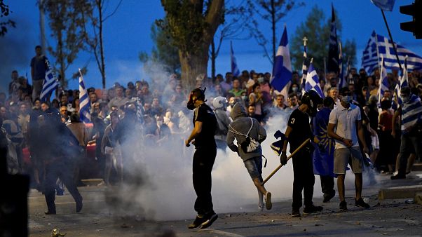 Confronto entre polícia e manifestantes em Salónica Confronto entre polícia e manifestantes em Salónica