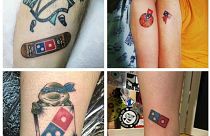 Bedava pizza için Dominos's Pizza logosunu dövme yaptırdılar