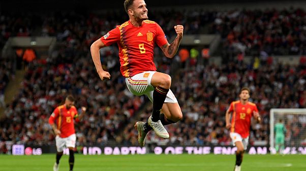 Saúl celebra su gol Saúl celebra su gol