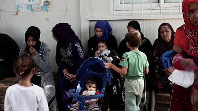 Familias de refugiados em Lesbos, Grécia