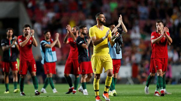Seleção agradece ao público do estádio da Luz após vitória sobre a Itália Seleção agradece ao público do estádio da Luz após vitória sobre a Itália
