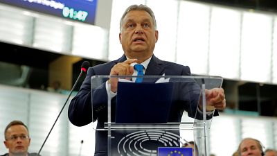 Hungary's Viktor Orban addresses MEPs in the European Parliament