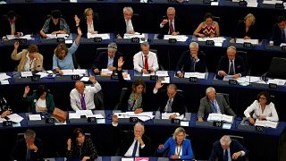 Members of the European Parliament take part in a vote on Hungary 