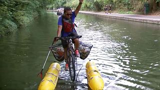 Meet the man who built a floatable bike to clean up London's canals