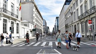Parisians enjoy the Champs Elysées sans traffic