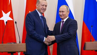 الرئيسان، الروسي فلاديمير بوتين والتركي رجب طيب إردوغان في سوتشي بروسيا