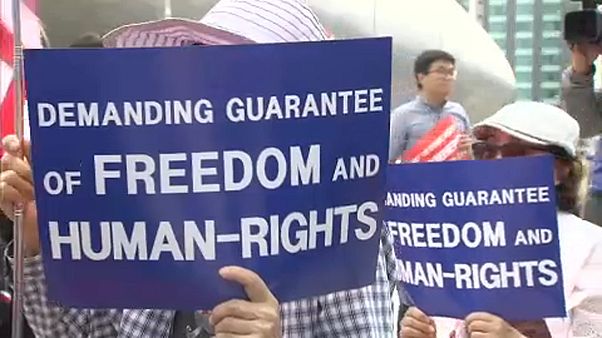 Korea-csúcs: Szöulban tüntetnek ellene Korea-csúcs: Szöulban tüntetnek ellene