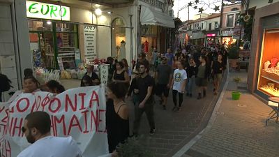 Marcha antirracista en Lesbos