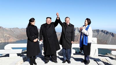 Moon Jae-in & Kim Jong-un lors d'une visite officielle en Corée du Nord