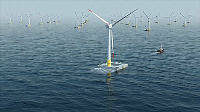 Simulation en images de synthèse d'un futur parc d'éoliennes en mer