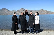 Корейские лидеры на горе Пэктусан
