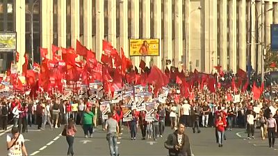 Russians rally against changes to retirement age 