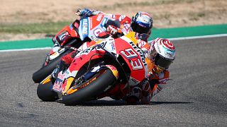 Triunfo de Márquez y caída de Lorenzo en el Gran Premio de Aragón de MotoGP