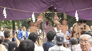Japonya'da bebekler için 'ağlayan sumo' yarışması