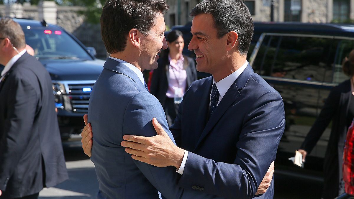 El primer ministro canadiense Justin Trudeau recibe a Pedro Sánchez