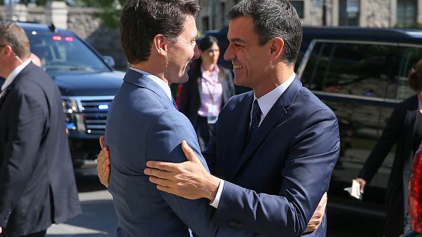 El primer ministro canadiense Justin Trudeau recibe a Pedro Sánchez El primer ministro canadiense Justin Trudeau recibe a Pedro Sánchez