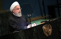 Iranian President Hassan Rouhani speaks at the UN before the UNGA