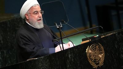 Iranian President Hassan Rouhani speaks at the UN before the UNGA