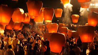 Lanterns flood the night sky in Taiwan