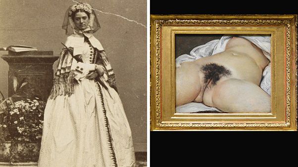 Constance Quéniaux retratada en 1860 y la obra Constance Quéniaux retratada en 1860 y la obra