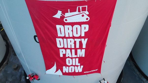 Greenpeace besetzt Palmölraffinerie in Indonesien Greenpeace besetzt Palmölraffinerie in Indonesien