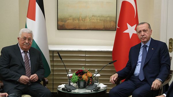 Cumhurbaşkanı Erdoğan New York'ta Abbas ve Thaçi ile görüştü Cumhurbaşkanı Erdoğan New York'ta Abbas ve Thaçi ile görüştü