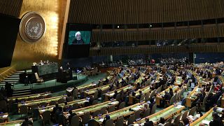 Iranian President Hassan Rouhani addresses the UN General Assembly