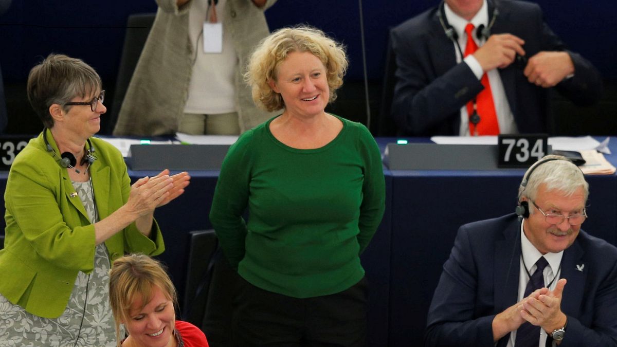 Molly Scott Cato (left) and Judith Sargentini (center) in the EP Strasbourg