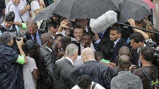 Emmanuel Macron in Quartier d'Orleans, Saint Martin, September 29, 2018