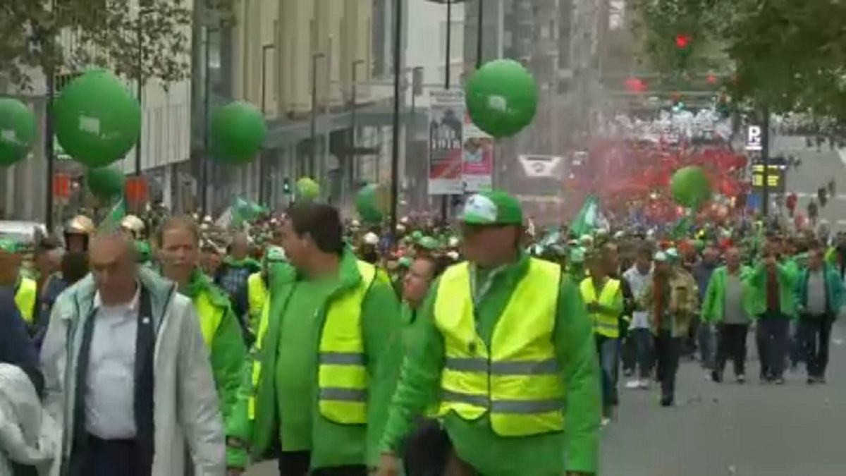 من إضراب موظفي الخدمات العامة في العاصمة بروكسل الجمعة الماضية
