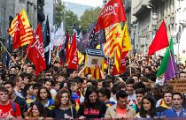 Miles de estudiantes proindependencia toman el centro de Barcelona