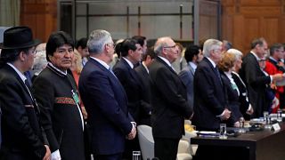 El presidente de Bolivia, Evo Morales, en La Haya