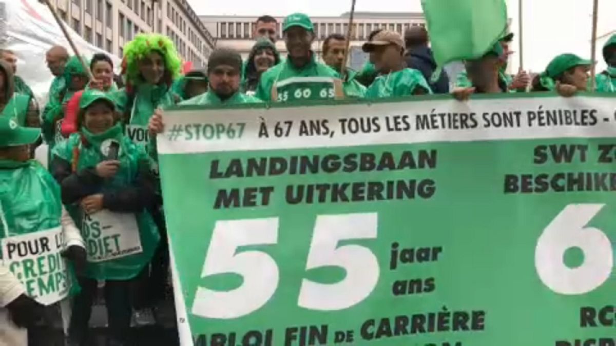 Manifestation à Bruxelles contre la pension à 67 ans