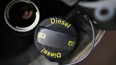 A fuel tank cap of a diesel car is pictured in Berlin