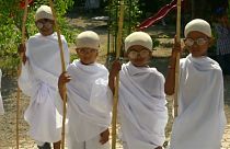 Watch: Schoolchildren dress as Gandhi amid birthday celebrations