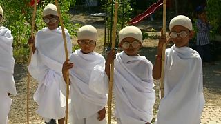 Watch: Schoolchildren dress as Gandhi amid birthday celebrations