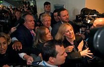 Watch: Boris Johnson mobbed by reporters as he arrives at Tory conference