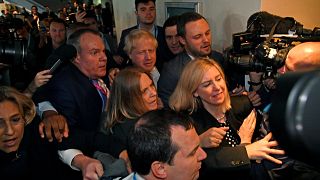 Watch: Boris Johnson mobbed by reporters as he arrives at Tory conference