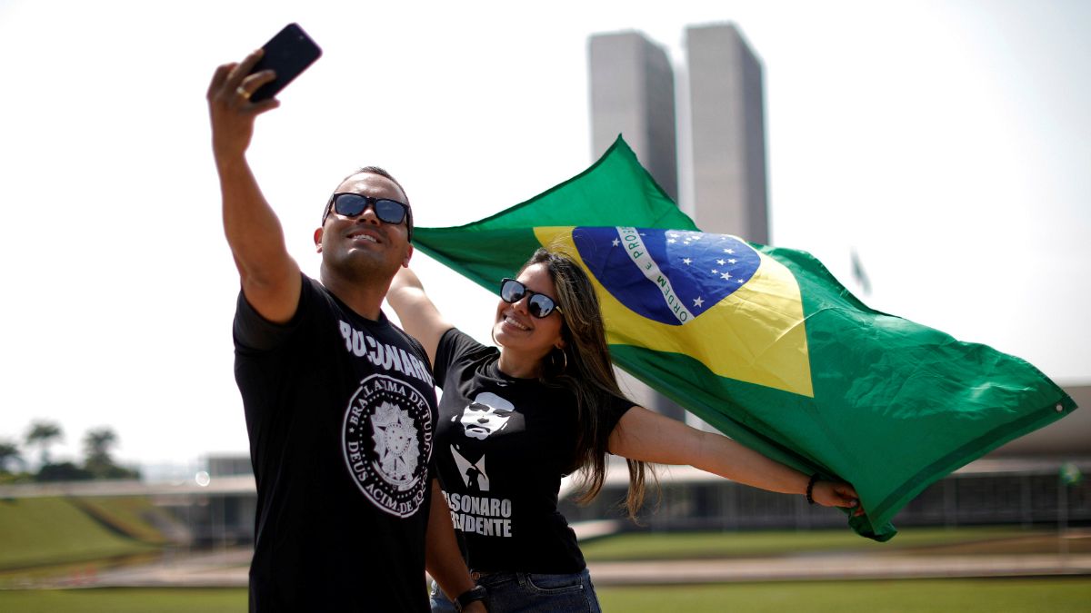 Apoiantes de Jair Bolsonaro na Esplanada dos Ministérios, em Brasília
