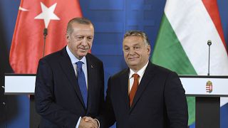 Recep Tayyip Erdogan és Orbán Viktor az Országházban 2018. október 8-án