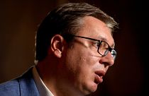 Serbian President Aleksandar Vucic speaks with Reuters in Belgrade