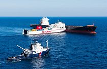 Two ships collided near the French island of Corsica on Sunday.