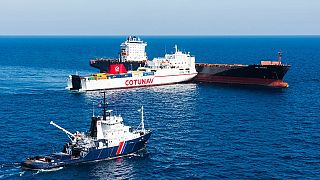 Two ships collided near the French island of Corsica on Sunday.