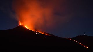 Erupción del volcán Etna el 27 de agosto de 2018.