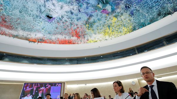 The Human Rights Council at the United Nations in Geneva, Switzerland. The Human Rights Council at the United Nations in Geneva, Switzerland.